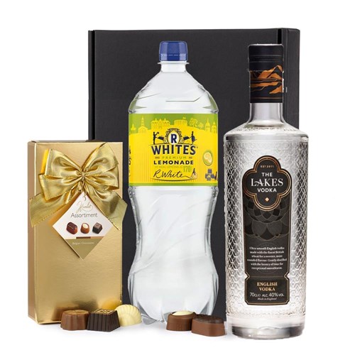 Lakes Vodka 70cl with R. White’s Lemonade & Chocolates Gift Box | Spirit Mixer Set